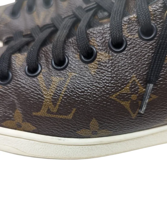 Louis Vuitton LV Monogram Leather Brown Sneakers Size EU 38.5 - Picture 10 of 16